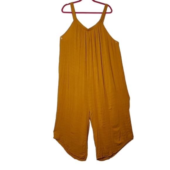 Glamour Pants - Glamour Mustard Yellow Wide Leg Harem Jumpsuit Size 3X